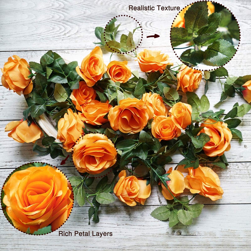 FiveSeasonStuff 29 Ft 4 Pack Rose Silk Flower Garland Artificial Flowers Decoration Hanging Floral DÃ©cor for Wedding Baby Shower Birthday Party Garden (Mandarin Orange) - Image 5
